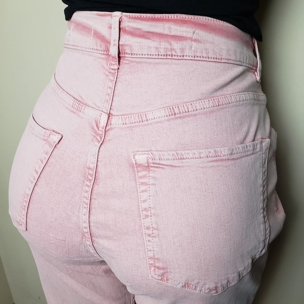 PILCRO Ultra High-Rise Acid Wash Pink  Straight Jeans